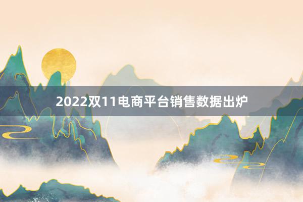 2022双11电商平台销售数据出炉